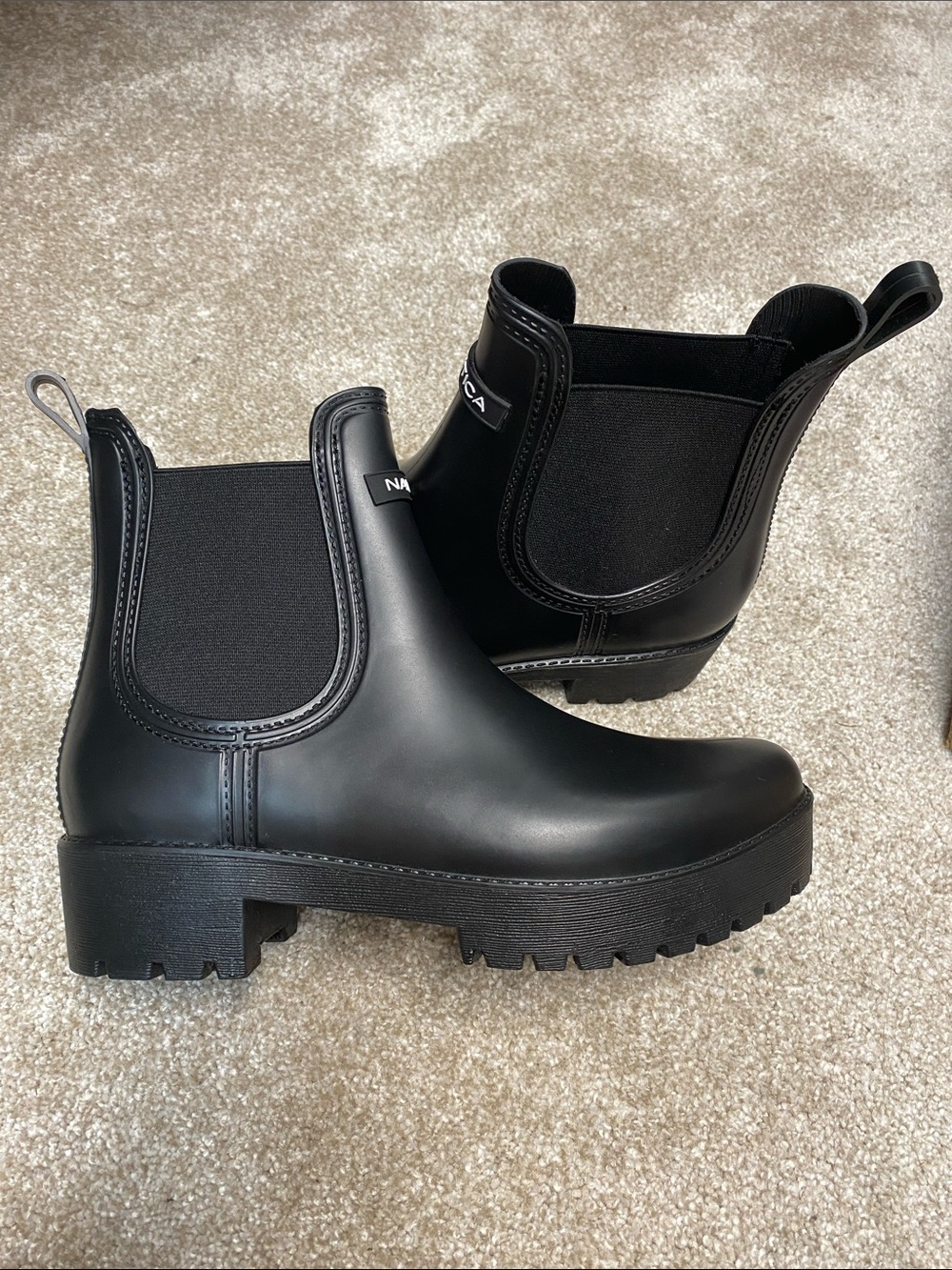 Nautica Matte Black Chelsea-Style Rain Ankle Boots - Picture 4 of 11